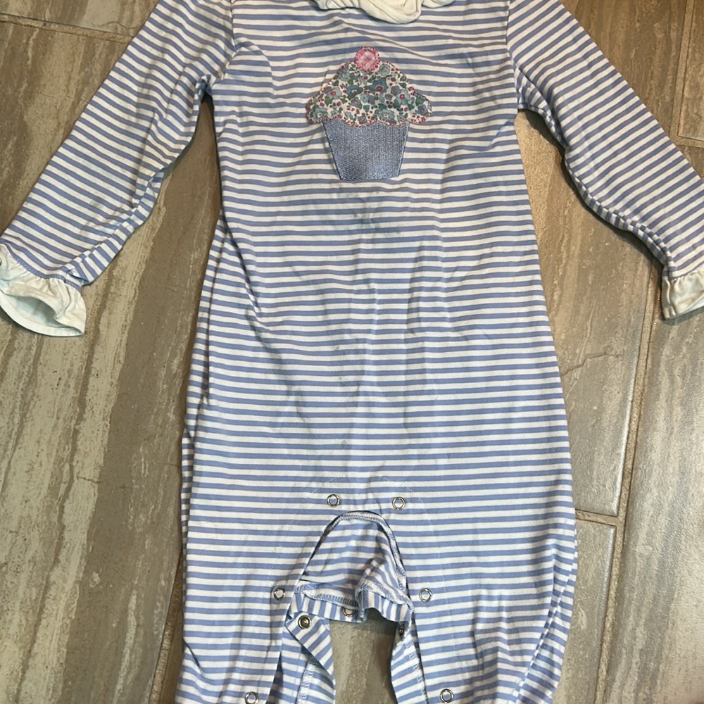 Striped Blue and White Kids Cupcake Romper
